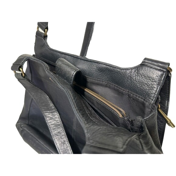 Fossil Purse Women’s Black Leather Pebble Cross-body Shoulder Bag Key Y2K VTG - Picture 10 of 16